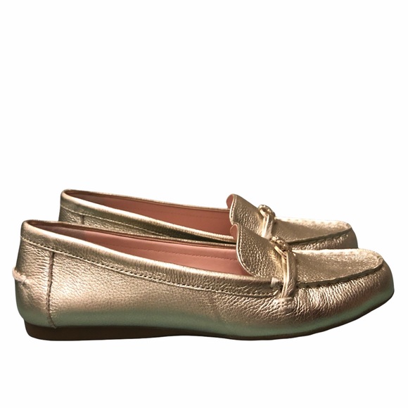 COPY - Kate ♠️ Spade NEW YORK Bergman Gold Leather Loafers Spade Detail authent… - Picture 2 of 15